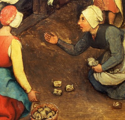 Kinderspiele: Detail eines Spiels mit Wurfknochen, 1560 (Detail) von Pieter Bruegel the Elder